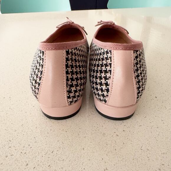 Bisue Ballerinas Houndstooth Flats Anthropologie 40/9 Tweed Pink - Picture 5 of 8